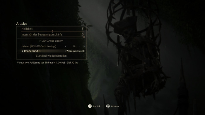 Im Grafikmenü gibt es drei Rendermodi. (Bild: Sony/Screenshot: Golem.de)